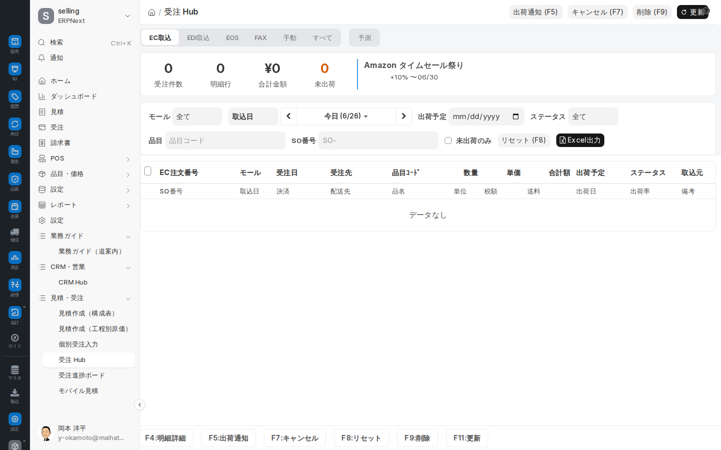 受注Hub（EC・店頭横断）