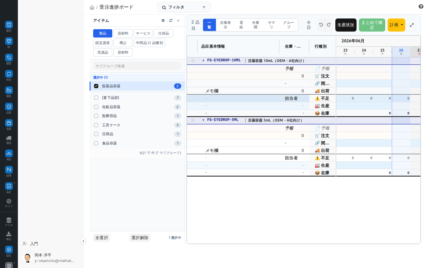 受注進捗ボード