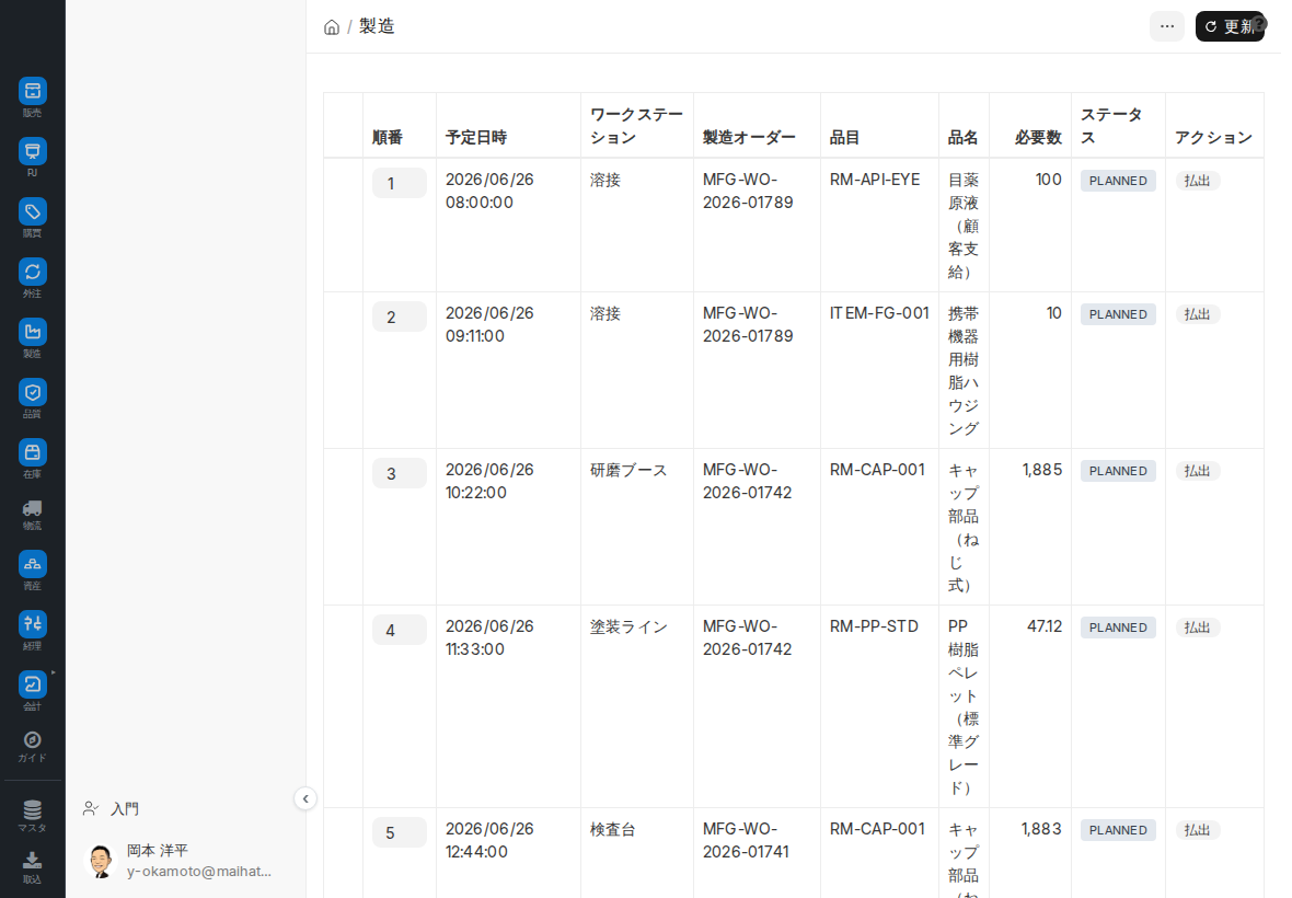 払出予定ボード（タブレット）