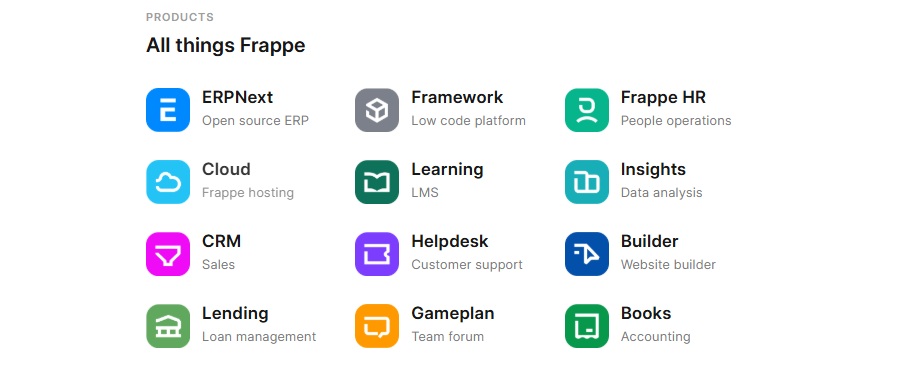 ERPNextのモジュール群