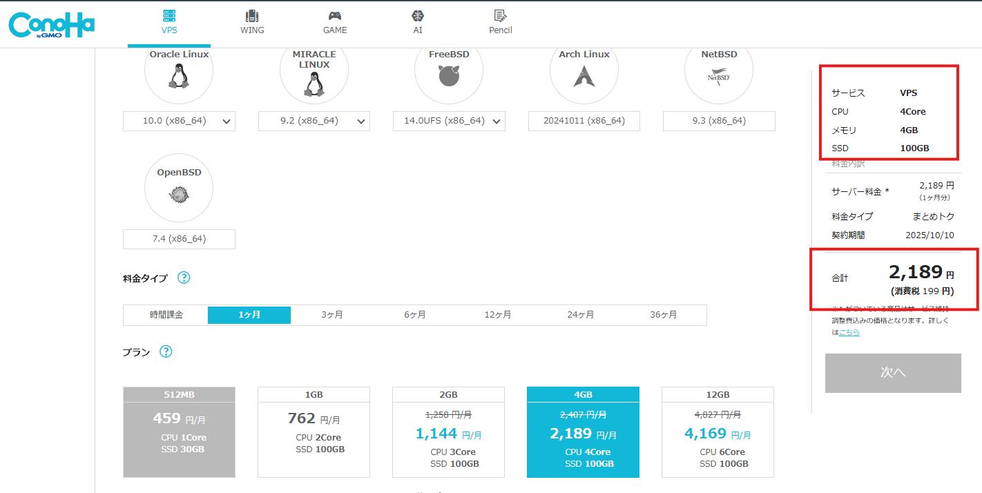 ConoHa VPSのスペック