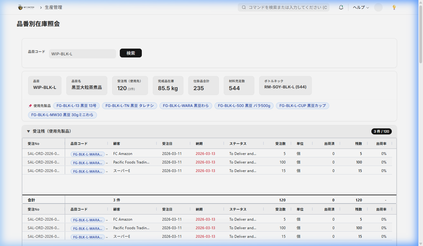 ERPNextのBOM(部品表)画面 — 多段BOM展開とMRP計算はkintoneにない統合ERPならではの機能